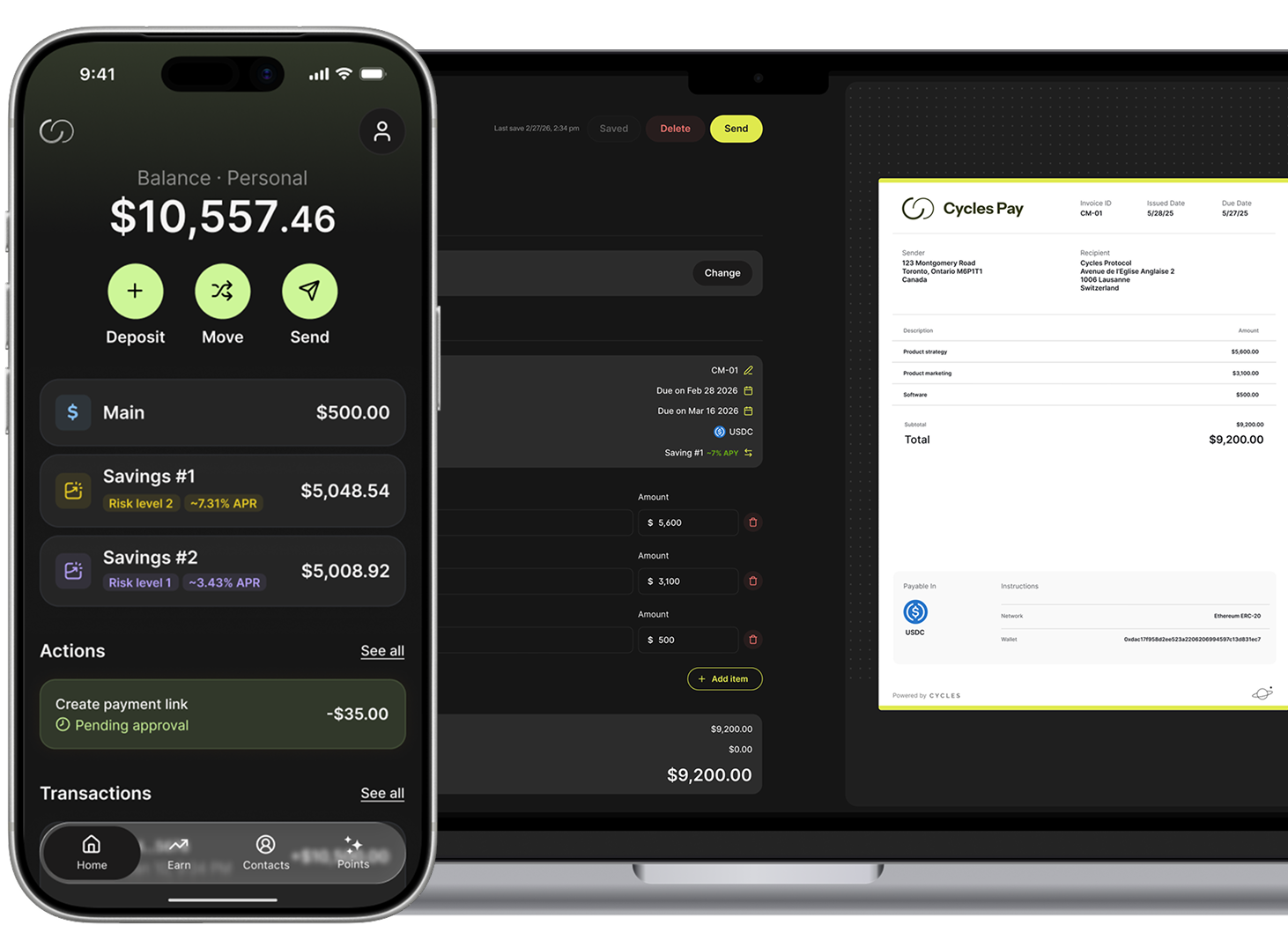 Cycles Pay app on mobile and desktop